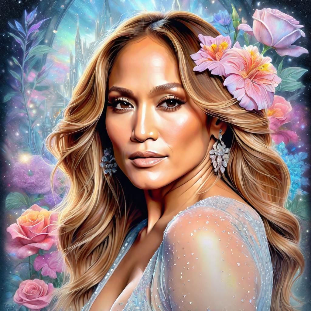 Jennifer Lopez Portrait in Ethereal Fantasy Style