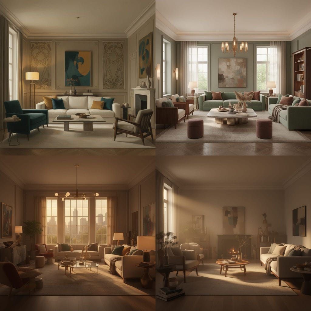 Elegant Living Room Blending Modern, Mid-Century, and Tradit...