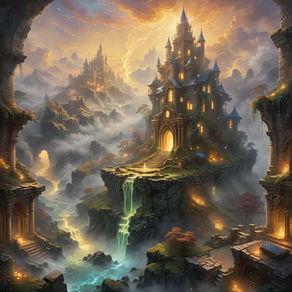 Ethereal Glowing Computer in Mist: Fantasy Digital Art