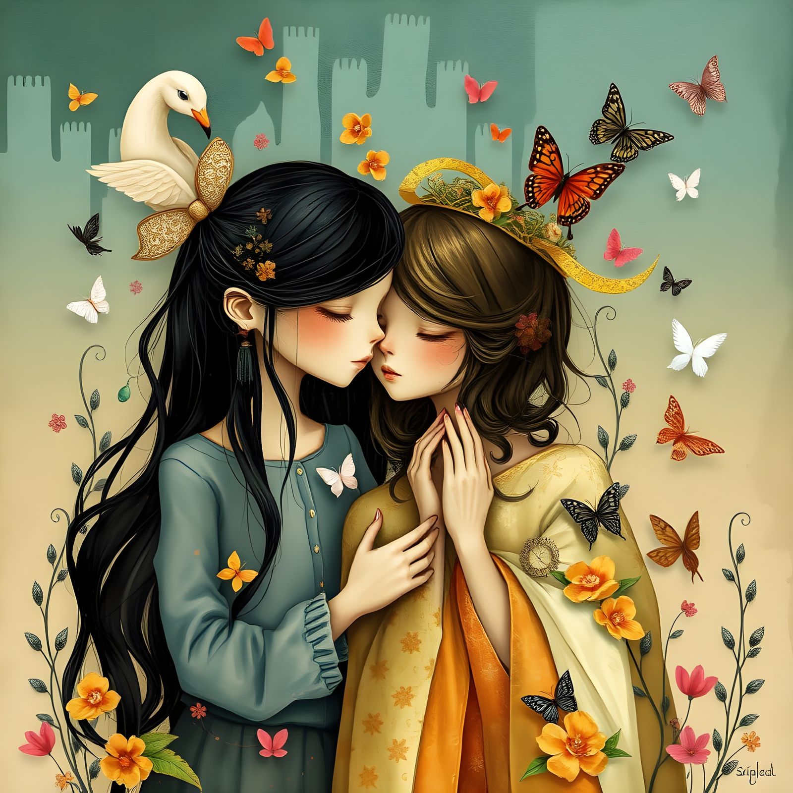 Whimsical Fairytale in Contemporary Digital Collage Style