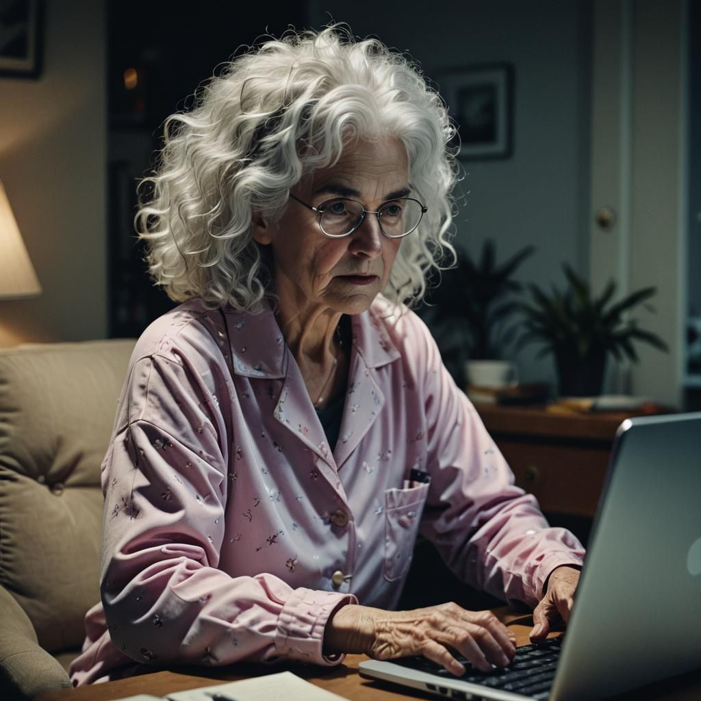 Late Night Typist in Cinematic Pajamas
