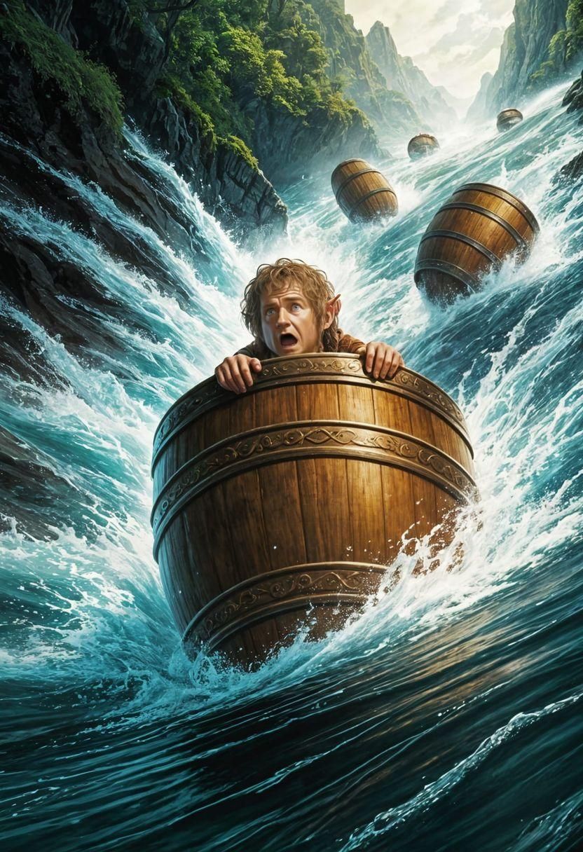 Hobbit's Terrifying Barrel Ride Down River Rapids