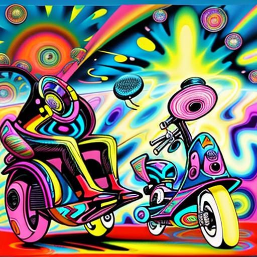 Psychedelic Scooter Wheel Illusion in Op Art Style