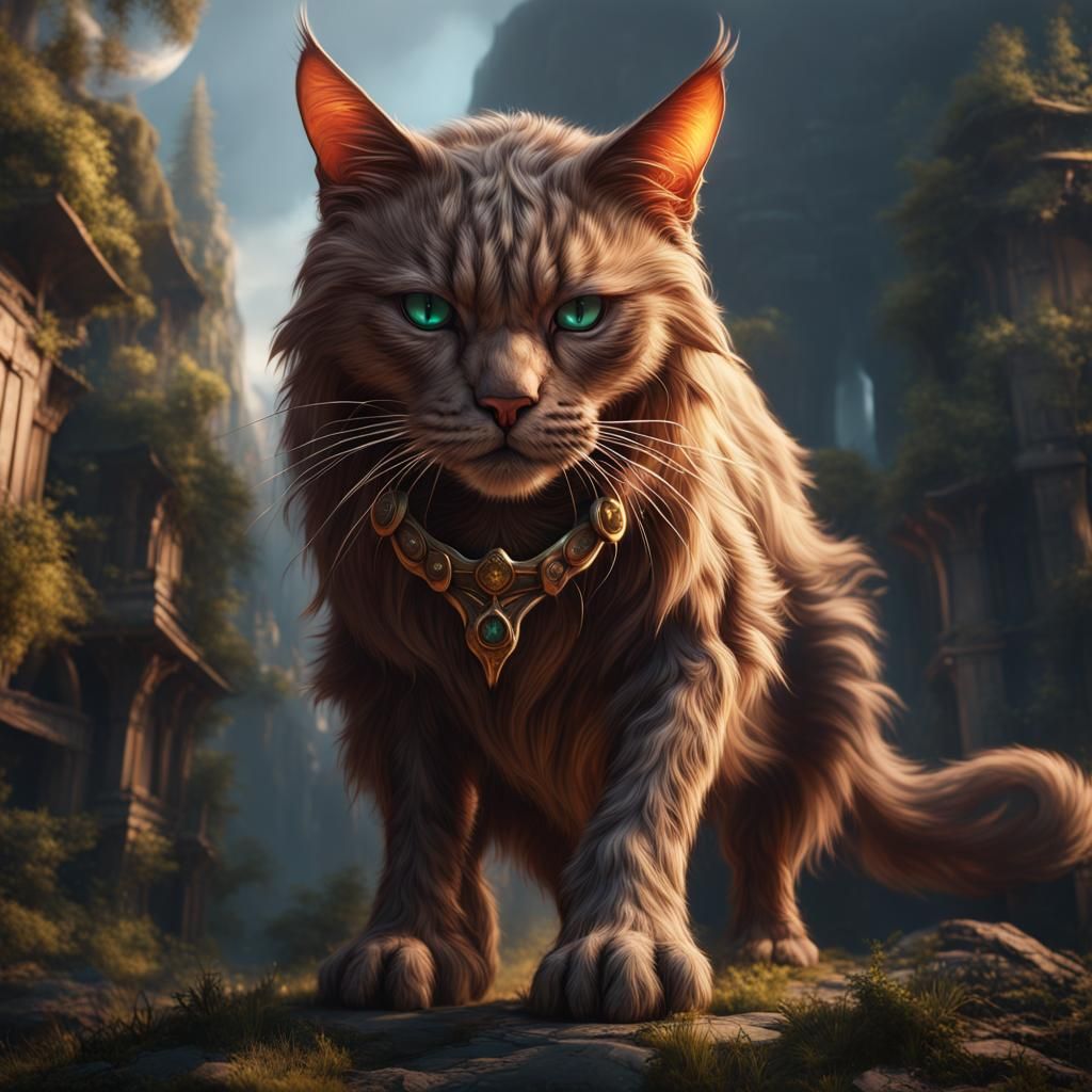 Giant Cat Detailed Matte Painting