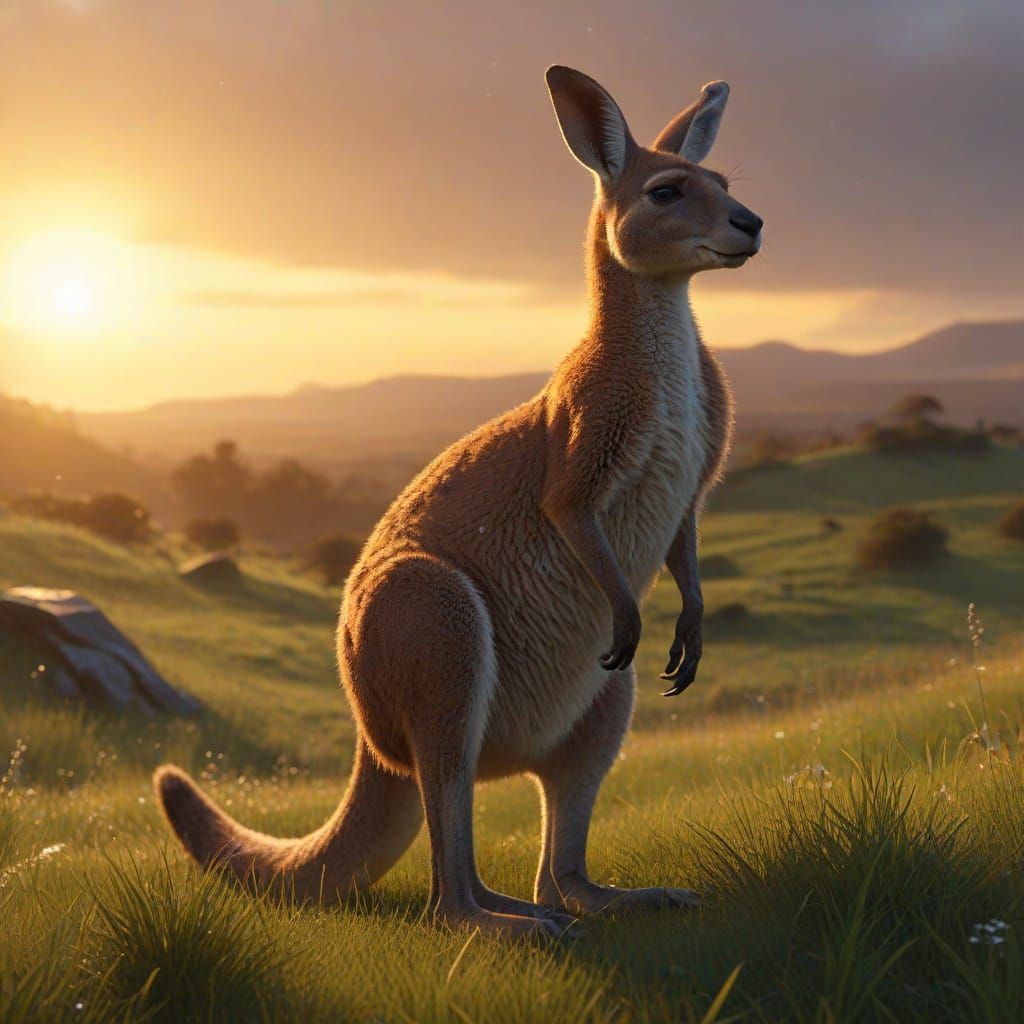 Majestic Kangaroo Concept Art at Sunset