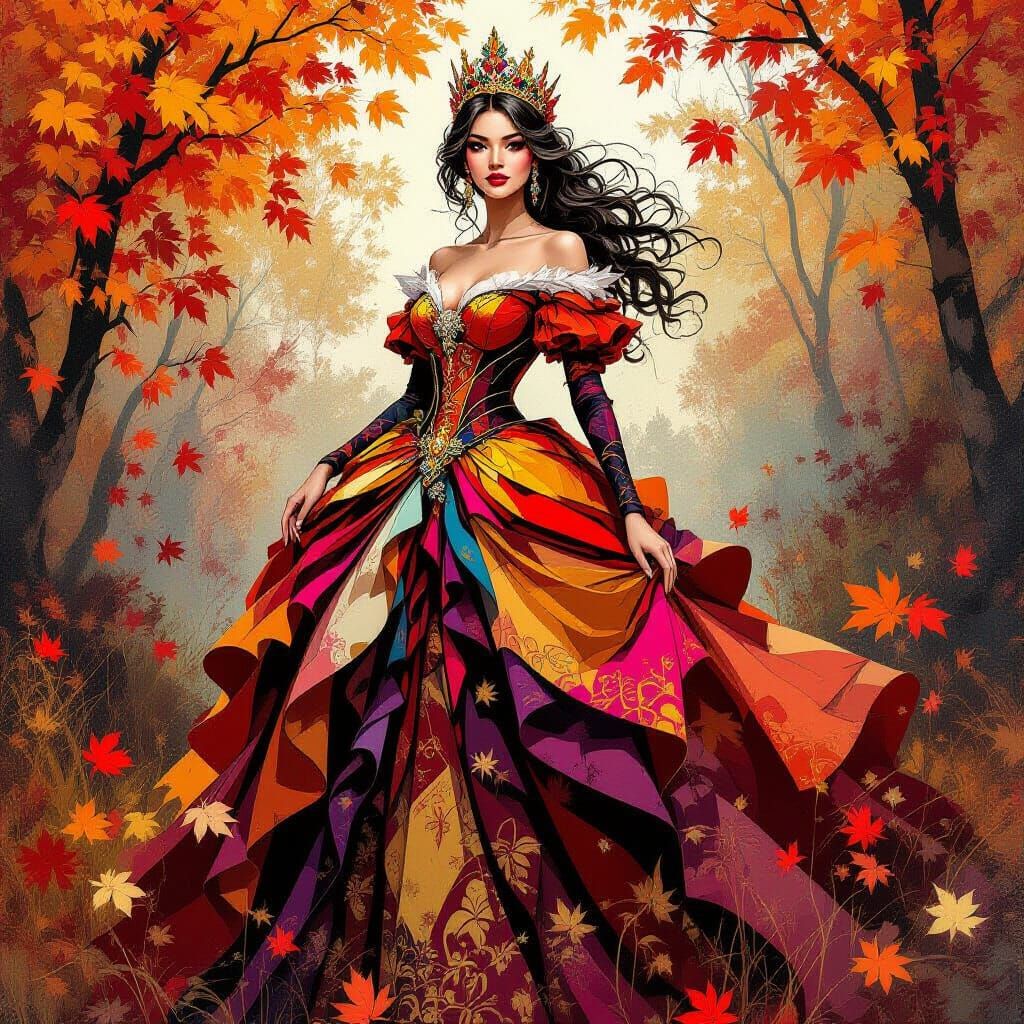 Autumn Queen in Graffiti Art Style