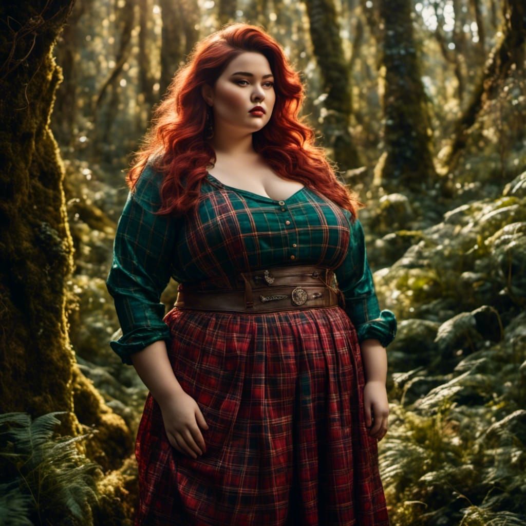 Curvy Woman in Tartan Shirt: Lapi Futurism