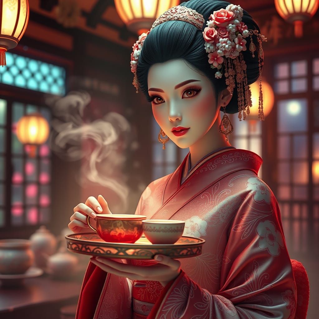 Geisha Serving Tea