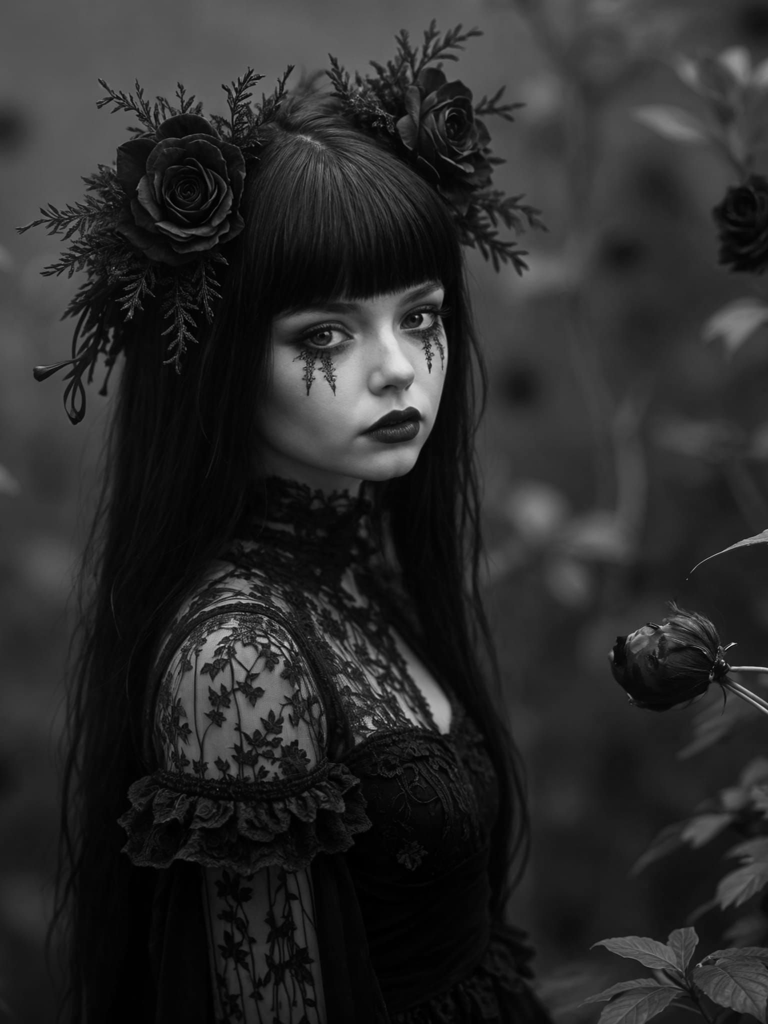 Gothic Woman in Victorian Surrealism Style