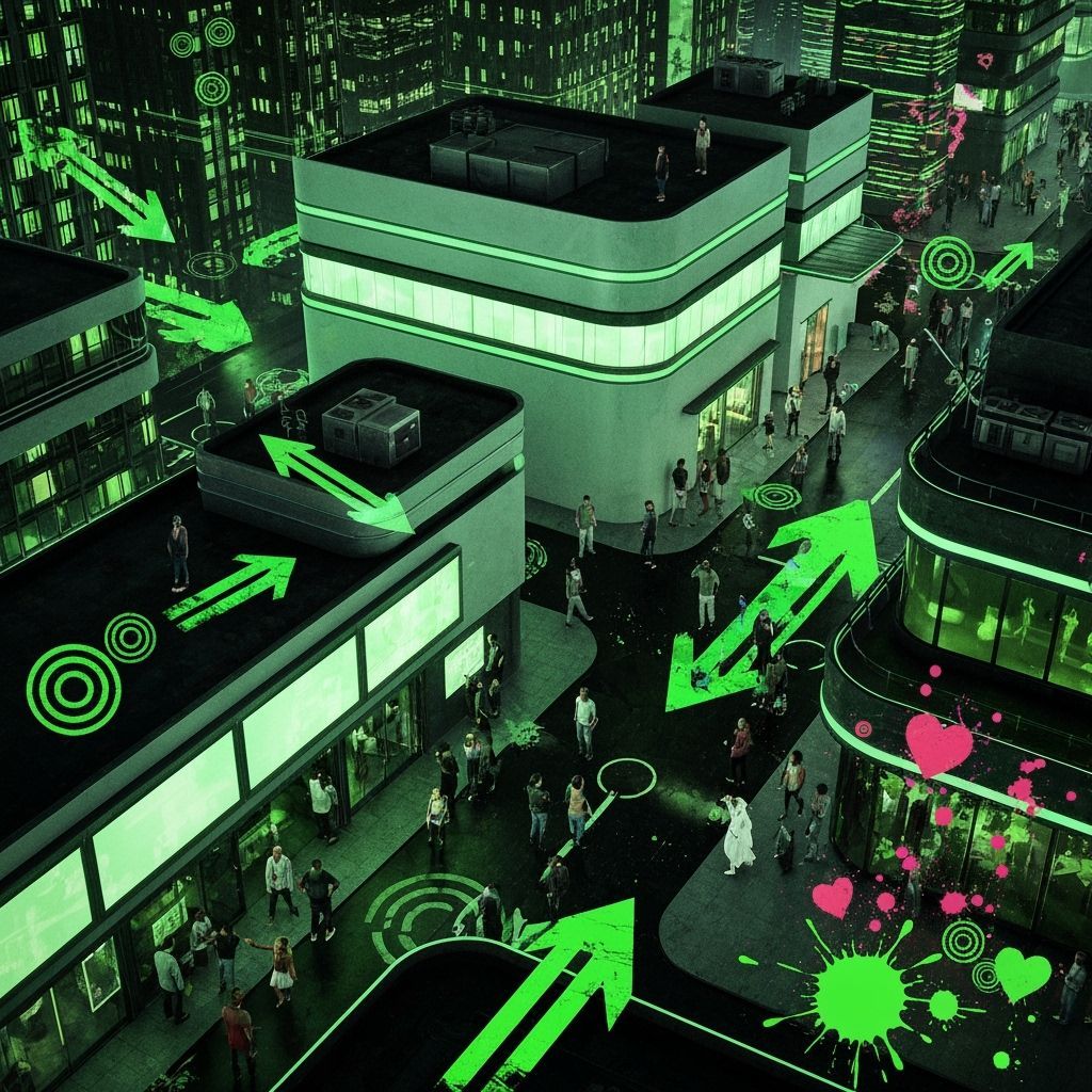 Futuristic Multicultural Cityscape in Frutiger Metro Aesthet...