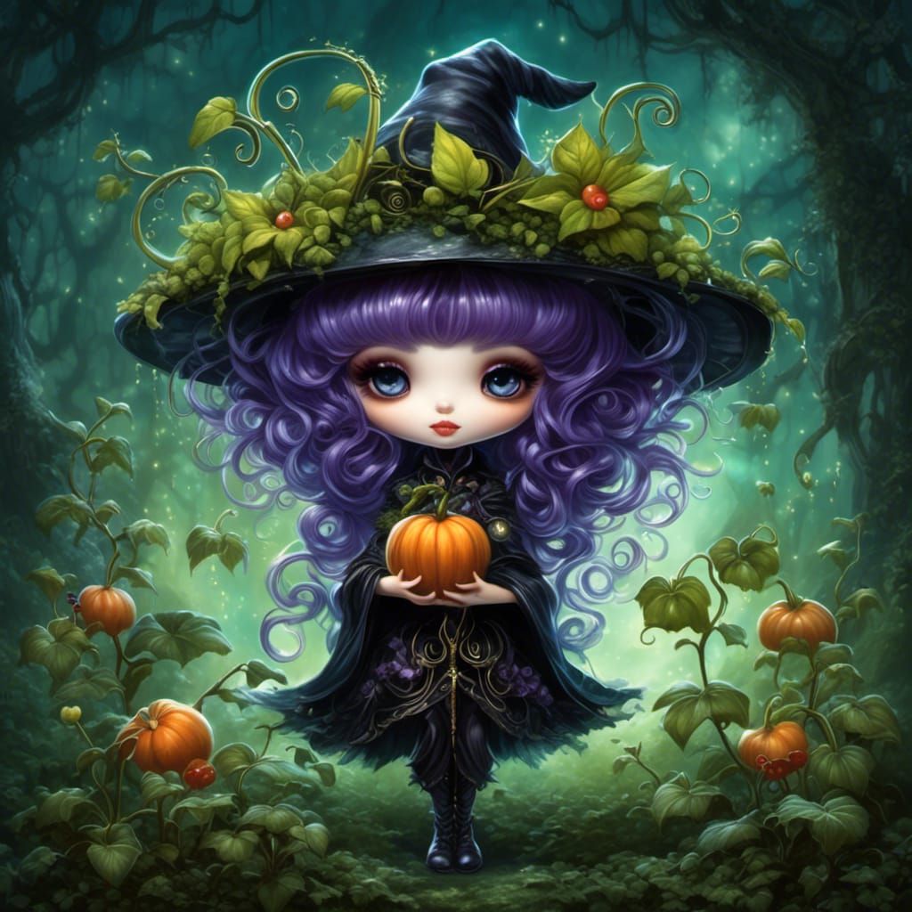 Magical Chibi Nightshade Witchcraft Art