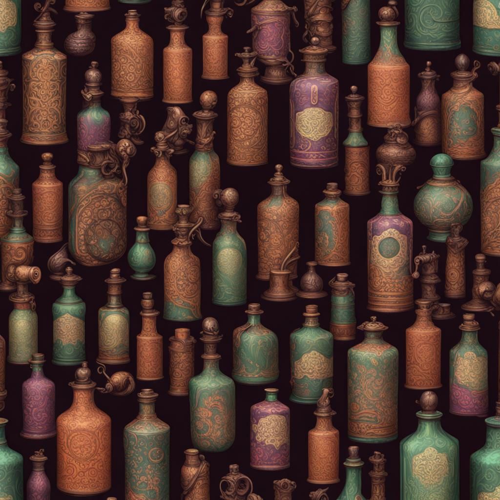 Vintage Poison Bottle Labels Repeat Pattern