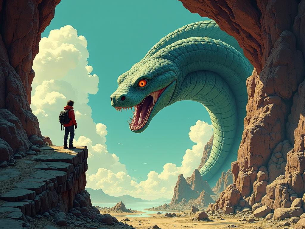 Adventurer Stares into Giant Snake Eye: Borderlands Concept ...