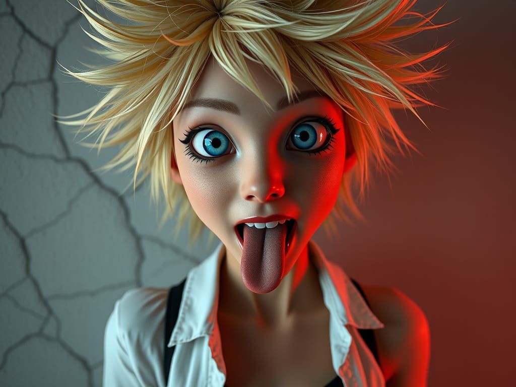 Pixar-Inspired Bizarre Woman Portrait in 3D