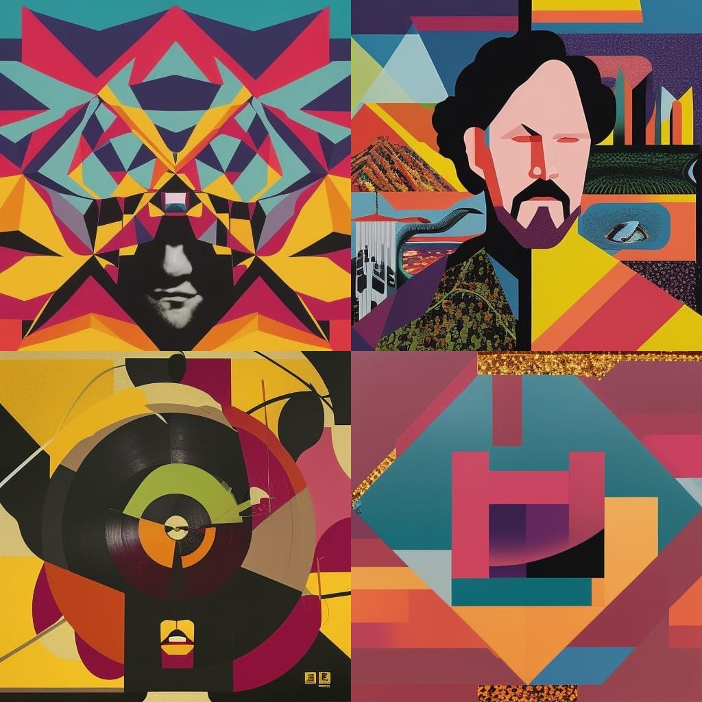 Retro LP Cover Art in 1970s Collage Style