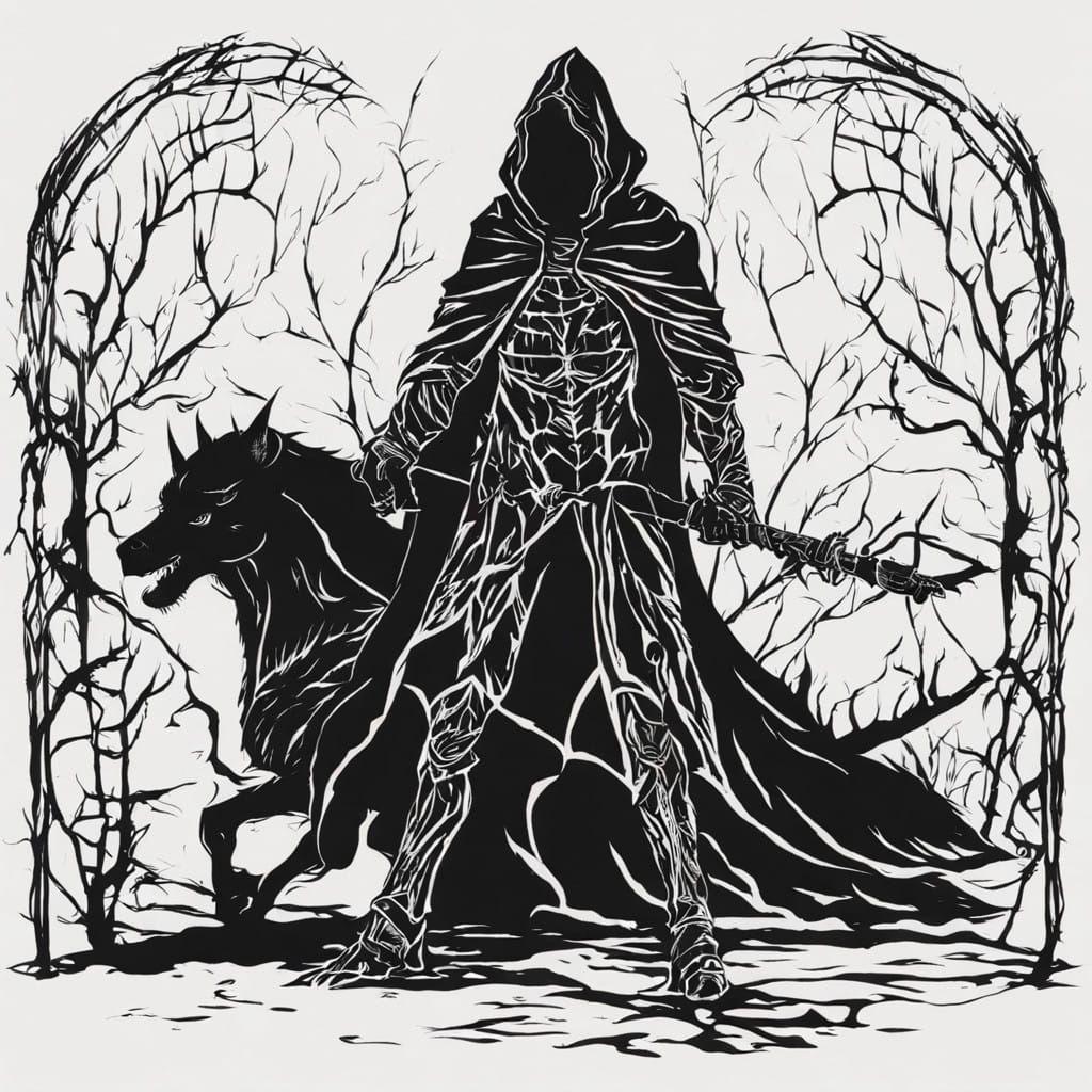 Dark Fantasy Silhouettes in Grim Art Style