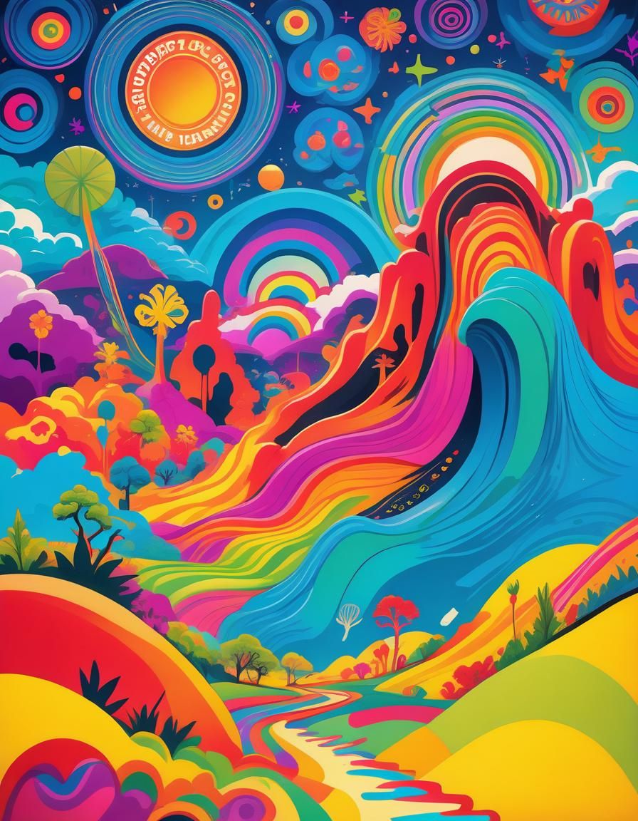 Psychedelic Landscape Inspired by Sgt. Pepper's Art