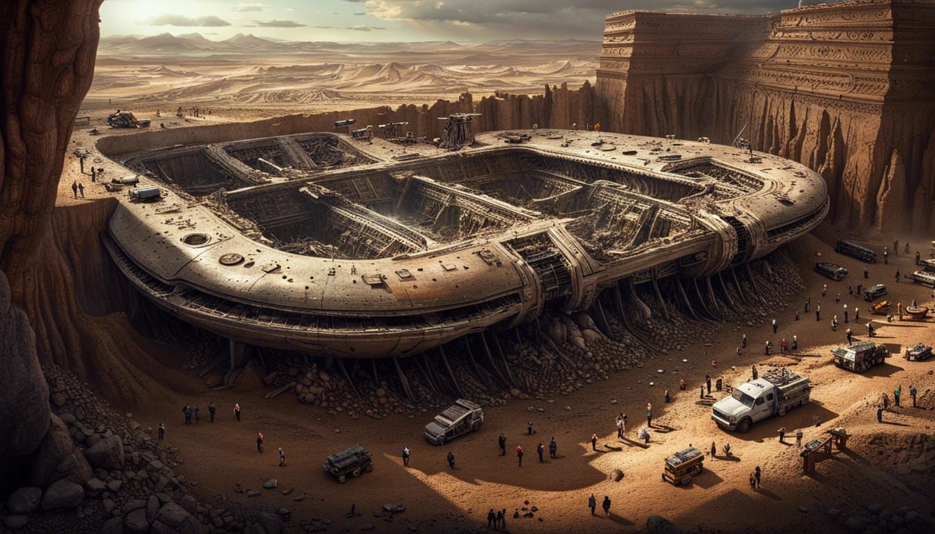Excavation of Ancient Alien Spaceship in Apocalyptic World