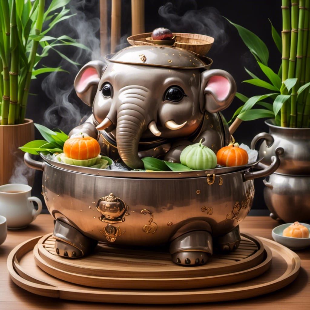 Elephant Tea Party in Dreamy Pastel Hues