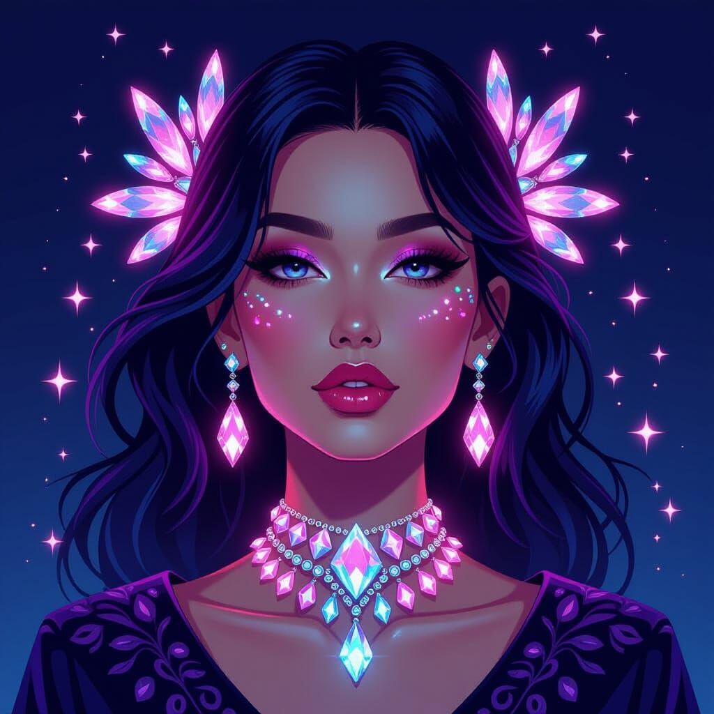 Glittering Neon Jewellery with Gemstones in Futuristic Style