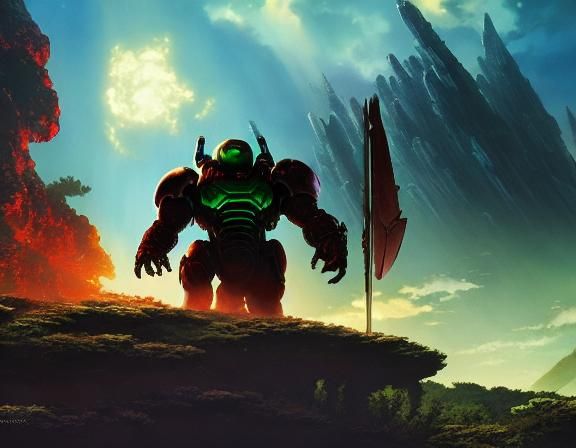 doom Studio Ghibli, Anime Key Visual, by Makoto Shinkai, Dee...