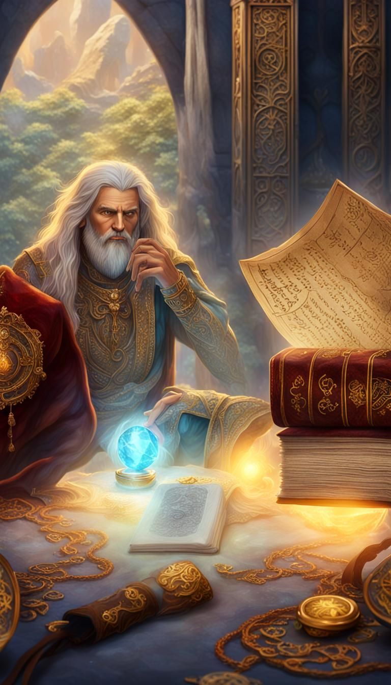 Ornate Gemstone Ring on Ancient Book, Dreamlike Art