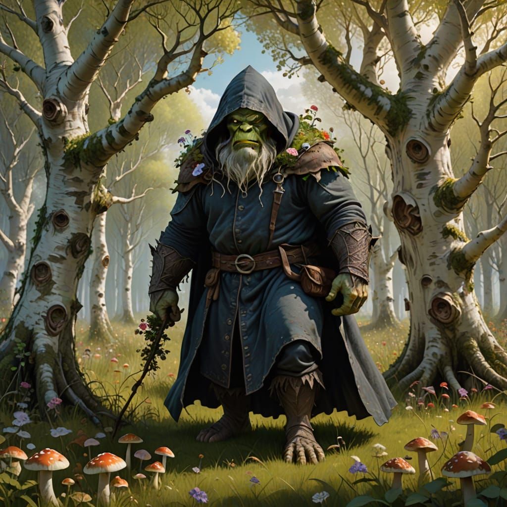 Ogre Battles Magician in Dark Meadow