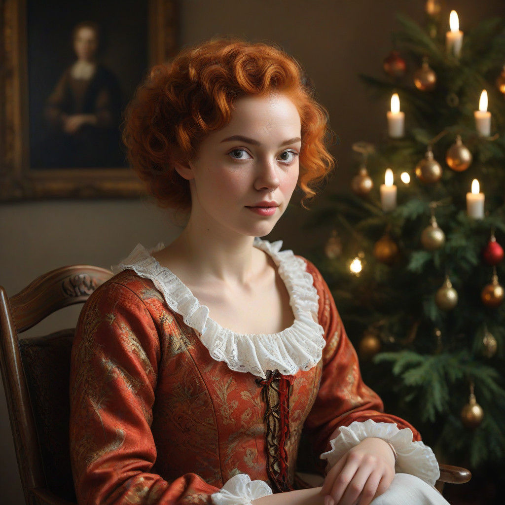Baroque Christmas Portrait of a Redhaired Woman in a Wheelch...