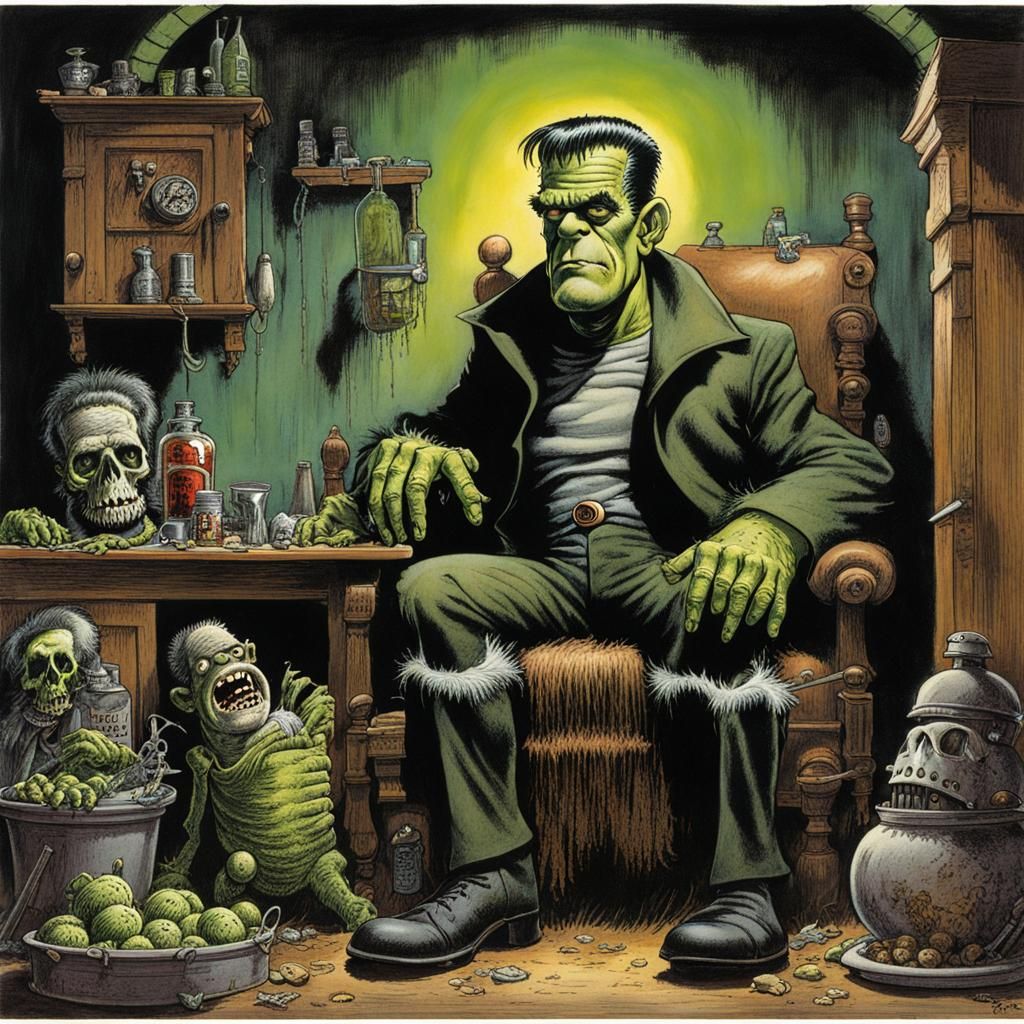 Frankenstein's Monster in Comic Book Style