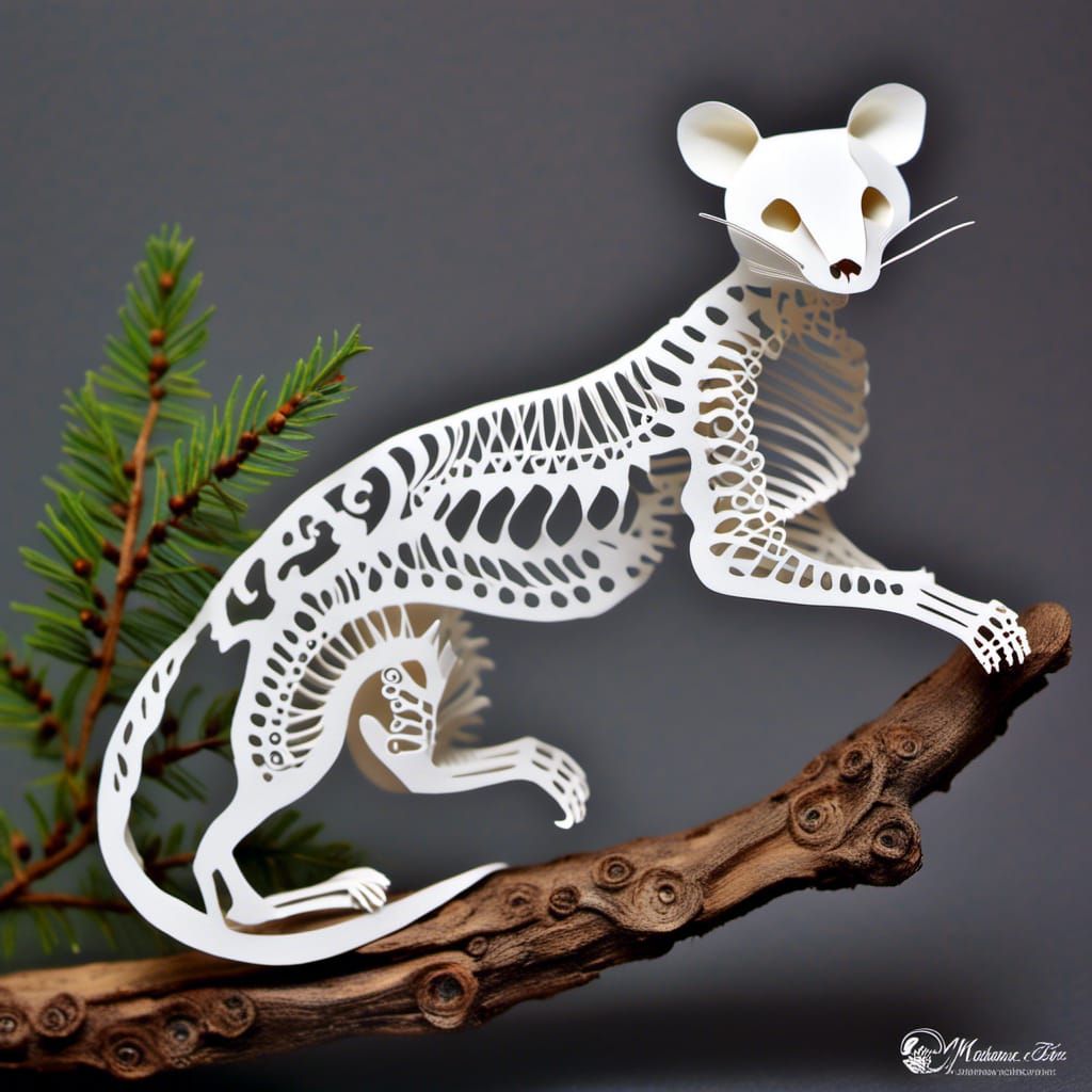 Lacy Papercraft Pine Marten Skeleton in 3D