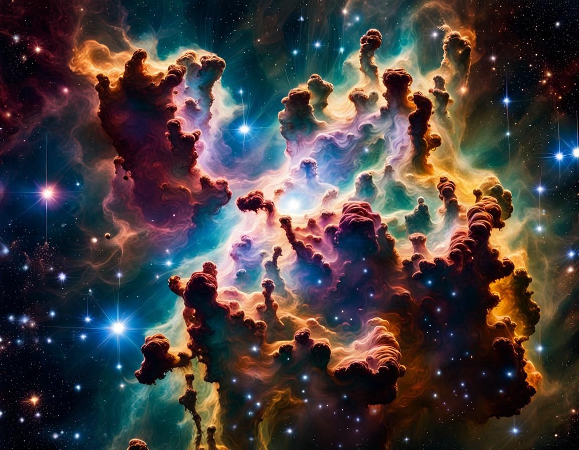 Astral Nebula with White Star in Deep Space