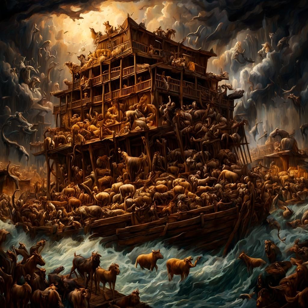 Epic Oil Painting of Noah's Ark