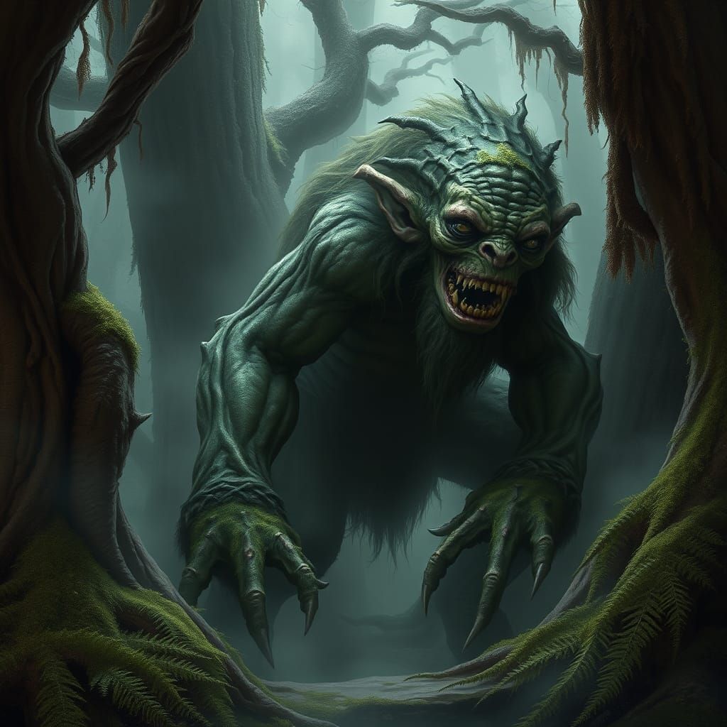 Mystical Forest Troll in Dark Fantasy Style