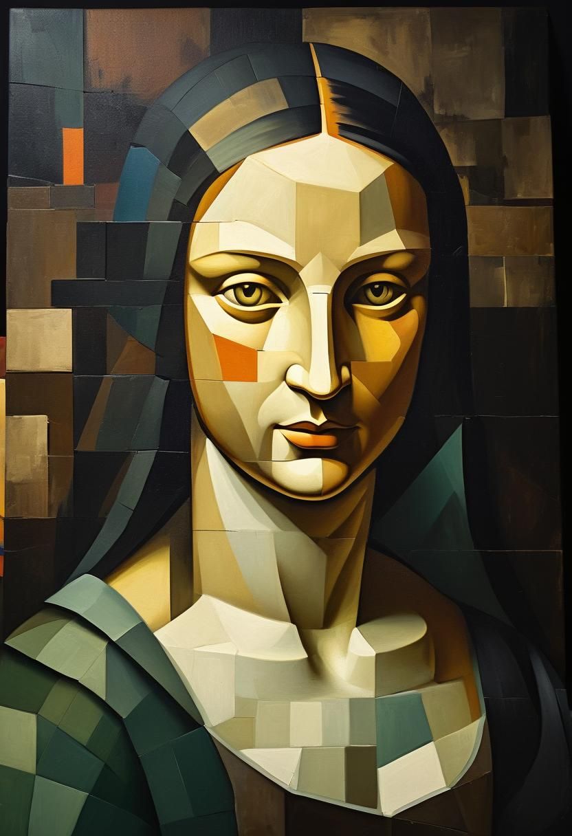 Picasso's Cubist Mona Lisa in a Fragmented Room