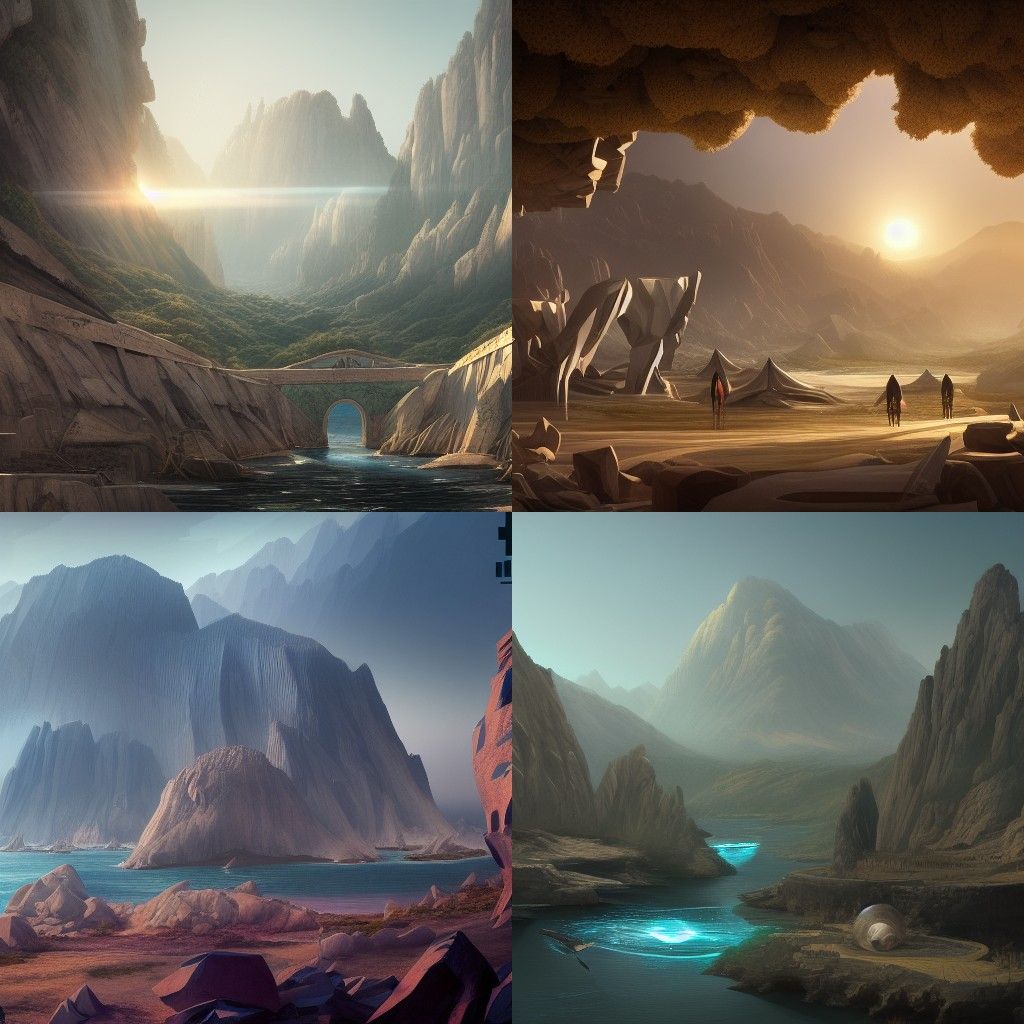 Geometric Metaverse in Art Deco Gouache Style