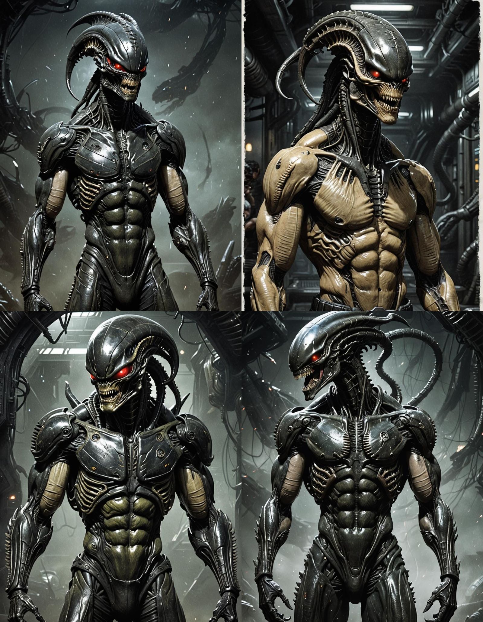 Muscular Shirtless Male Xenomorph Concept Art