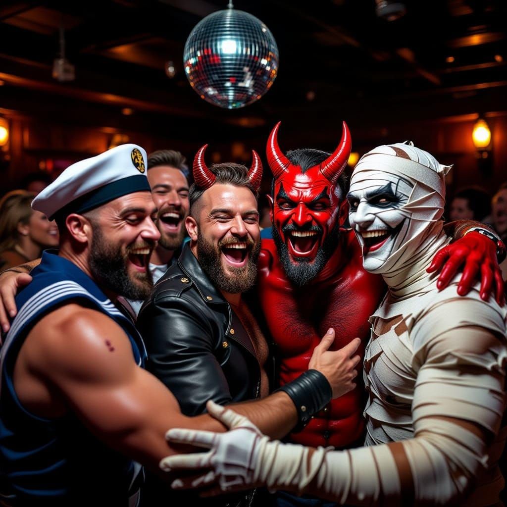 Joyful Halloween Costumes in a Dive Bar Dance Party