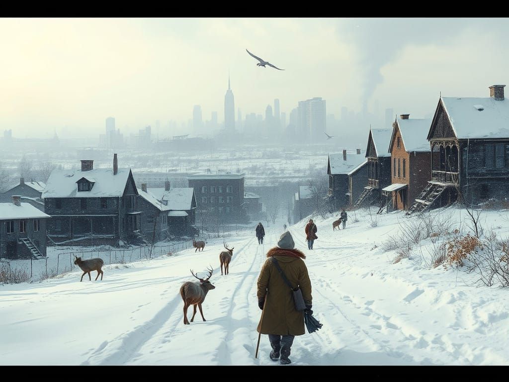 Frozen Cityscape in a Desolate Post-Apocalyptic Winter