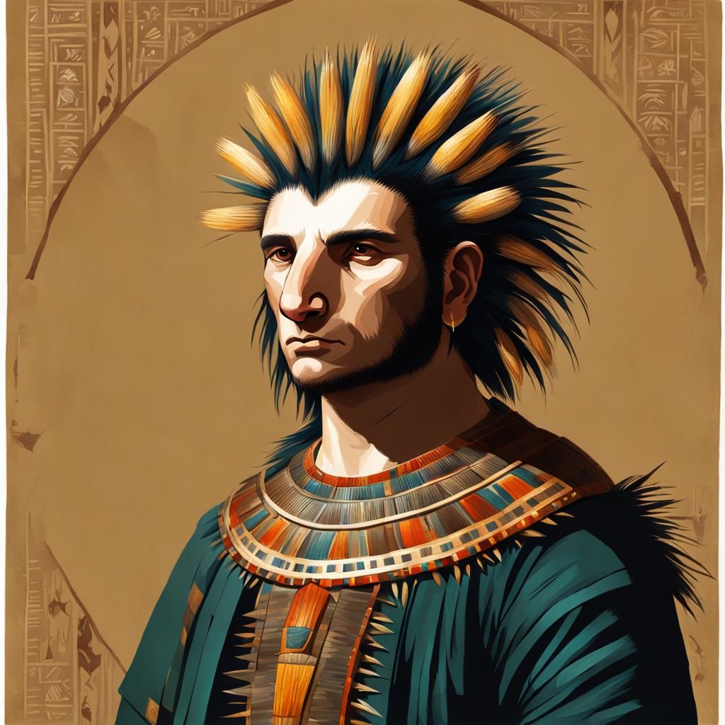 Porcupine Portrait Painted on Papyrus