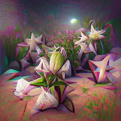Stargazer Lilies in Low Poly with Volumetric Lighting