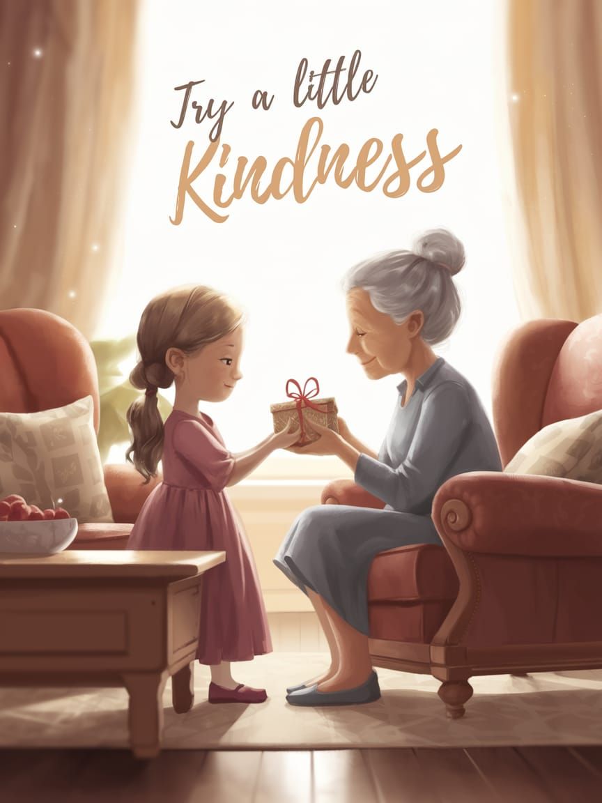 Kindness in a Cozy Living Room Scene