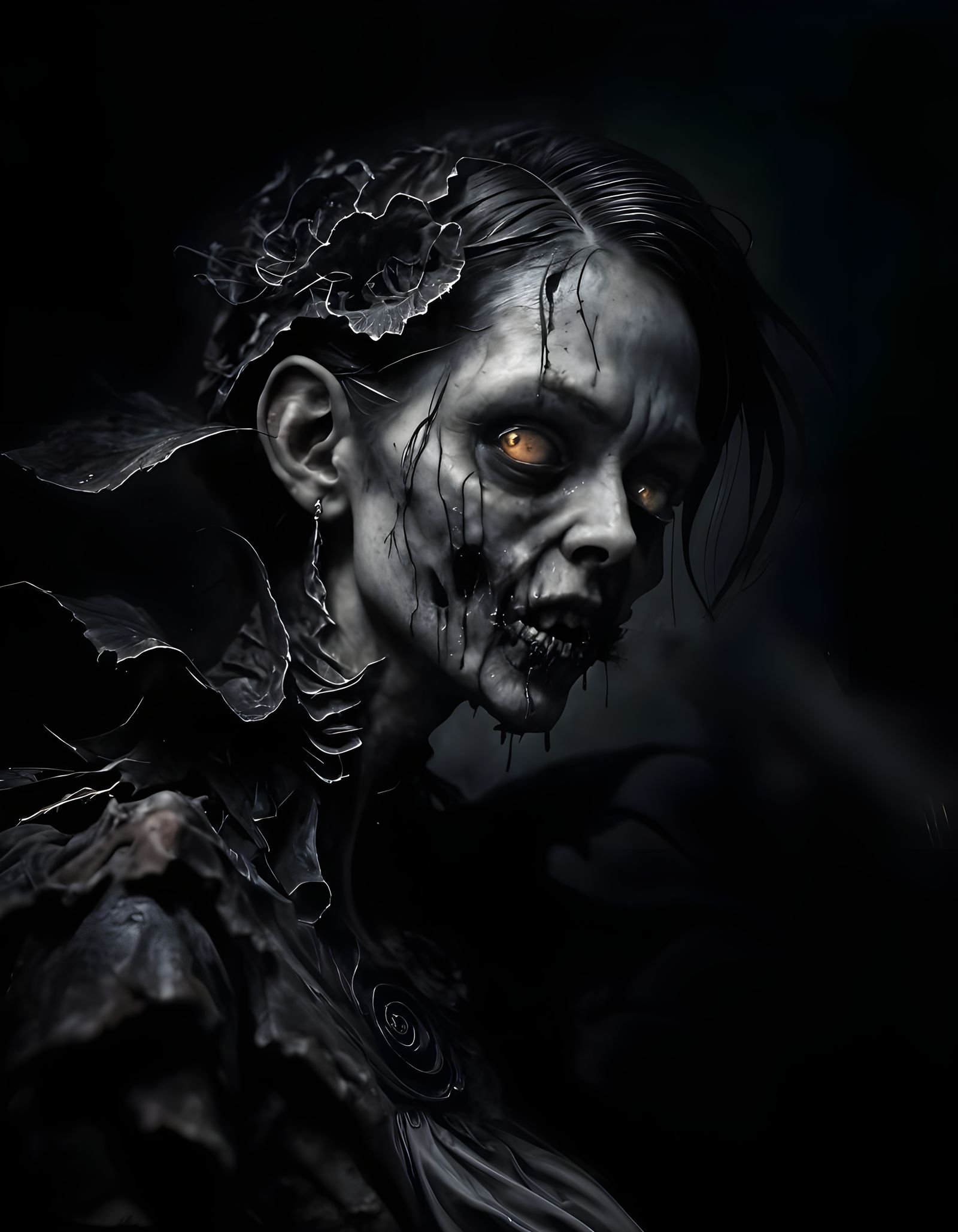 Eerie Zombie Portrait in Dark Fantasy Style