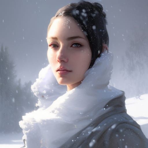 Snow Portrait in Hyperdetailed Digital Art Style