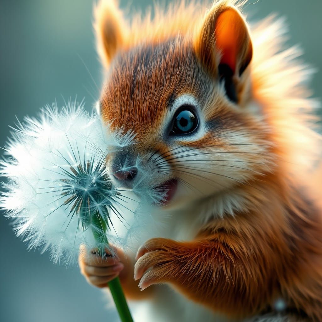 Whimsical Squirrel Delight in Dreamy Digital Art