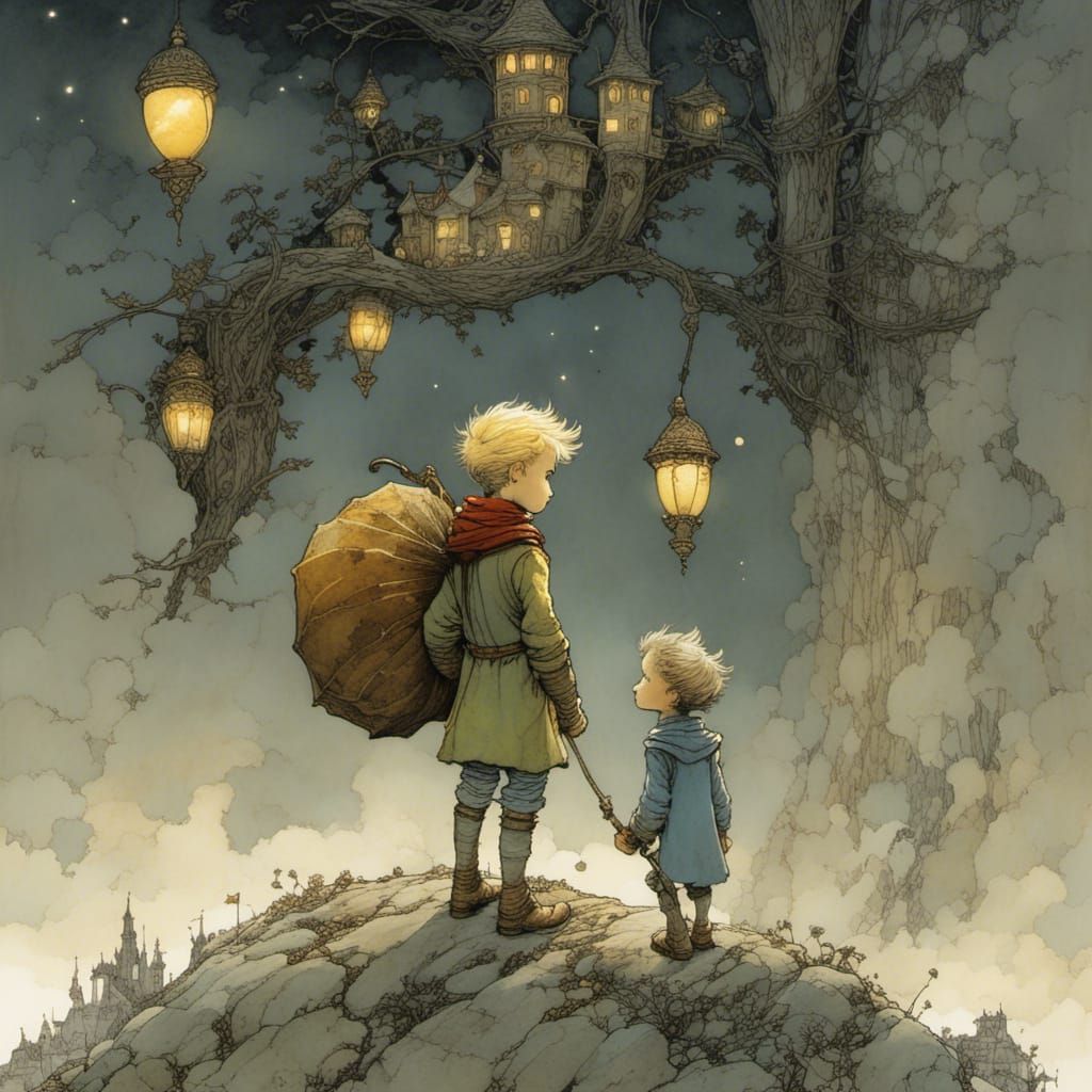 Little Prince and Lamplighter Illustration