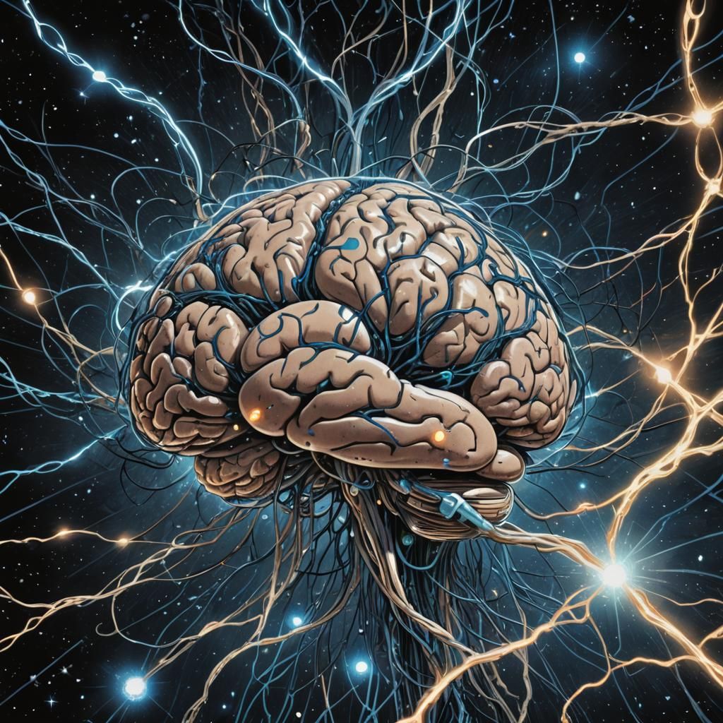 Brain in Space: Comic Book Style Digital Art