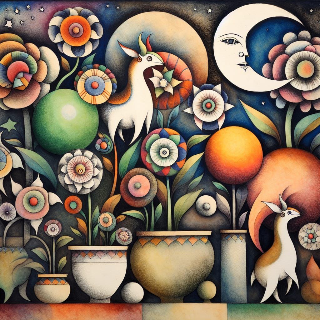 Whimsical Zoo: Fantasy Animals and Flowers in Watercolor