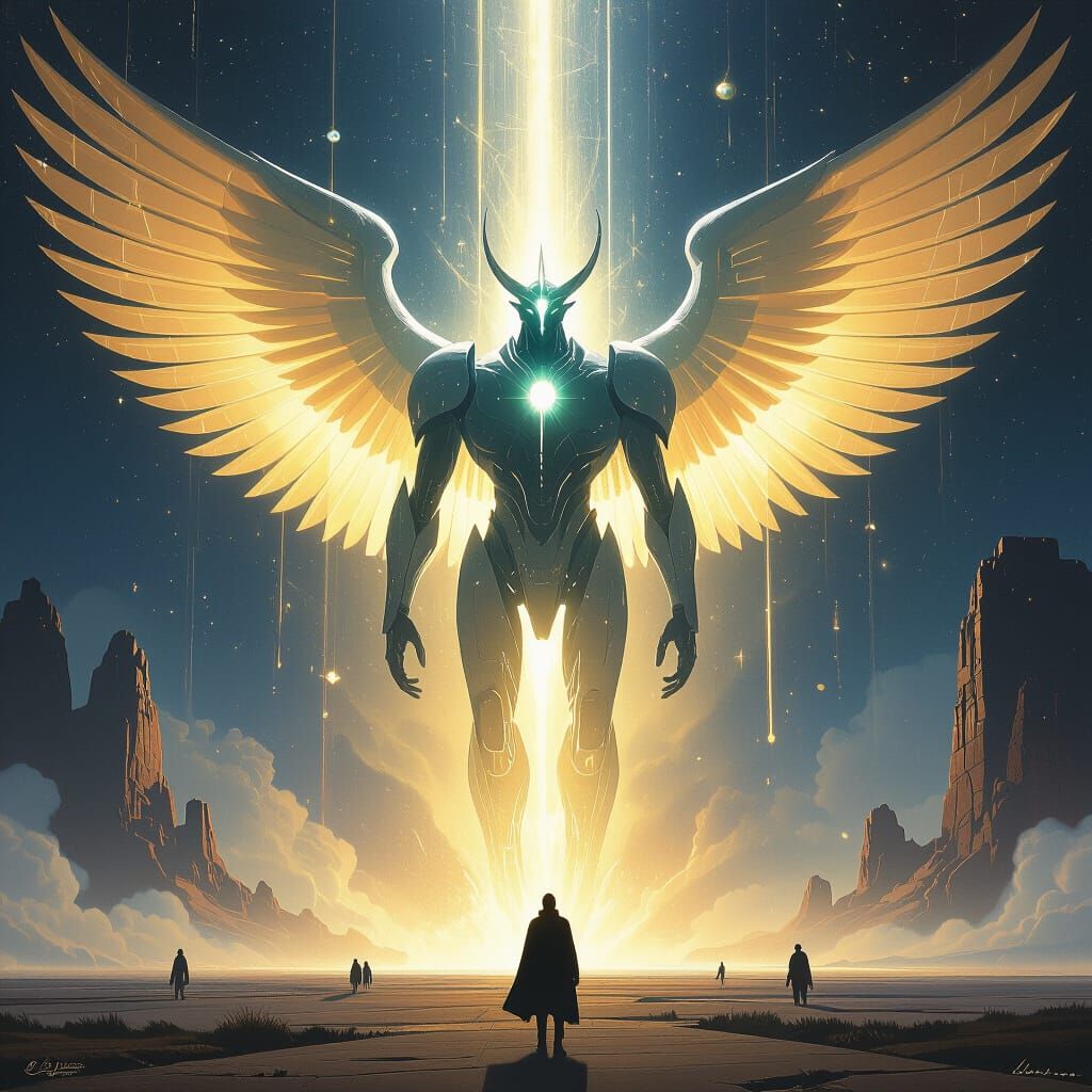 Radiant Mythological Creature in Dreamlike Style