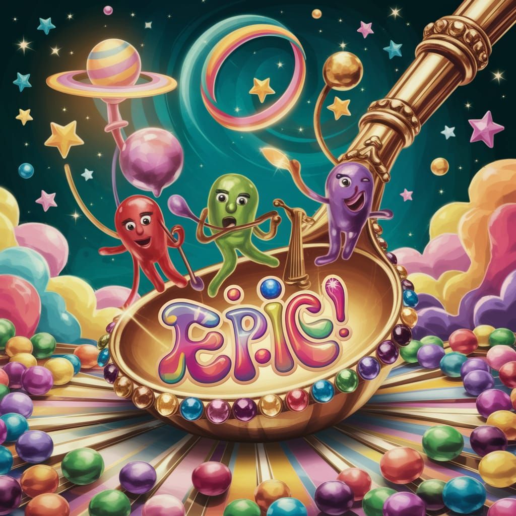 Jellybean Musicians on a Spoon in Galaxy Scene