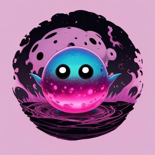 Eerie Cute Pink Goo Monster with Many Eyes